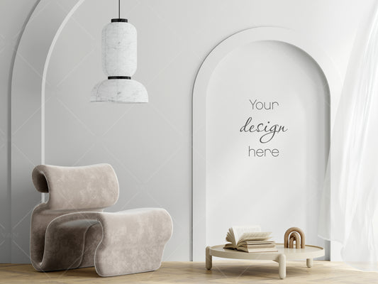 Modern Interior Background JPG, Empty Wall Mockup, Living Room Wall Background