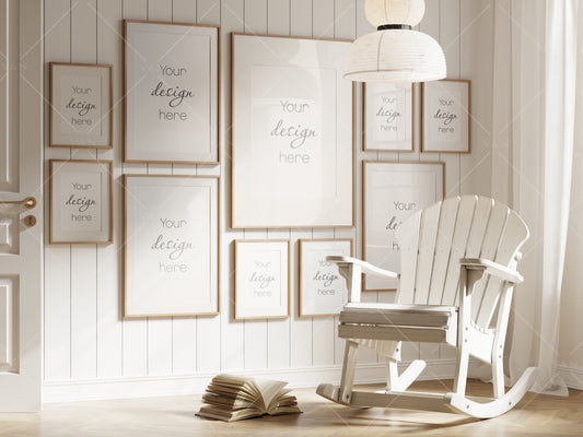 Gallery Wall Mockup in Farmhouse Interior, Frame Mockup, Poster Mockup