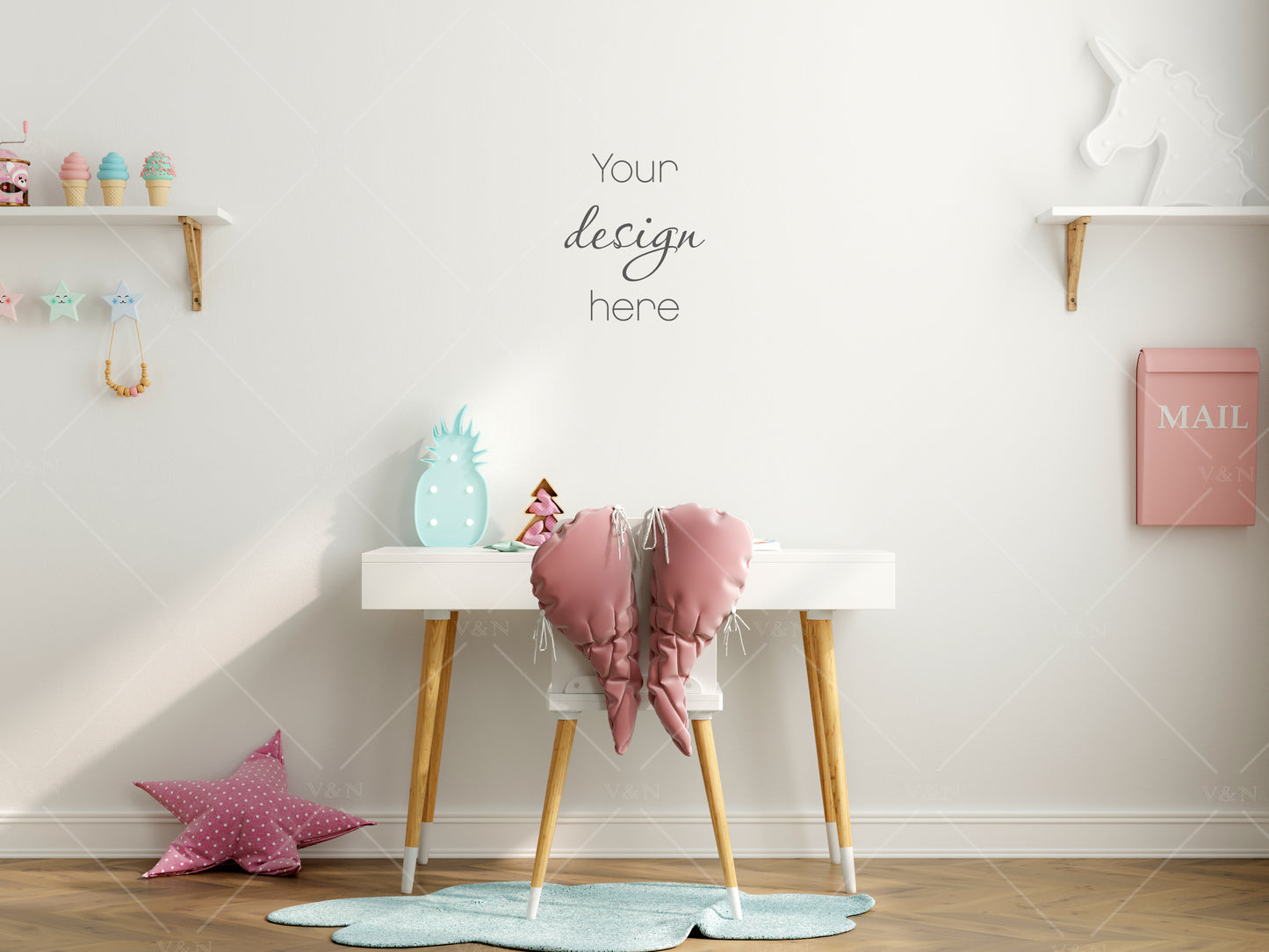 Kids Room Mockup, Nursery Wall Mockup, Children's Room Mockup, Empty Wall Nursery Interior Mockup