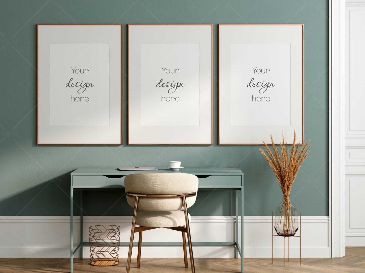 Frame Mockup in Home Workspace Interior, Office Frame Mockup, Poster Mockup, Gallery Wall Mockup