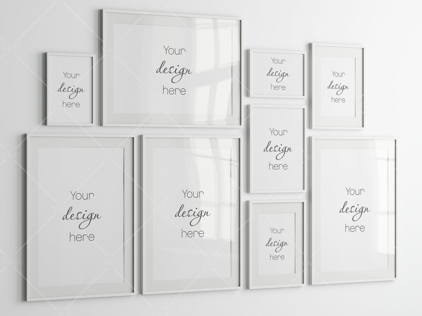 Gallery Wall Mockup, White Frame Mockup, Poster Frame Mockup, Photo Frame Mockup, PSD JPG