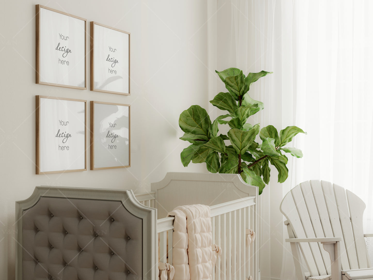 Gallery Wall Mockup in Modern Nursery Interior, Frame Mockup in Nursery Interior