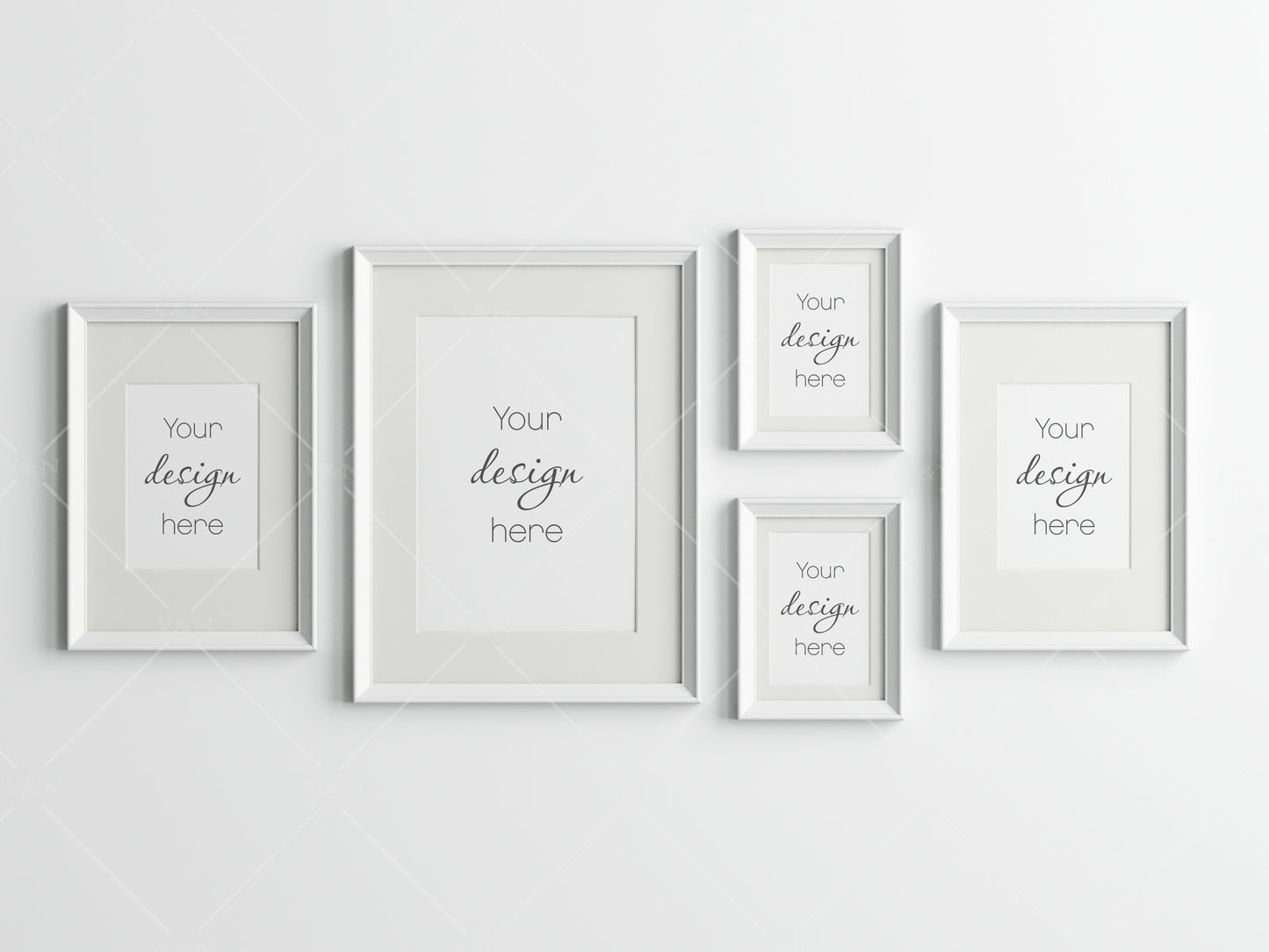 Gallery Wall Mockup, White Frame Mockup, Poster Frame Mockup, Photo Frame Mockup, PSD JPG