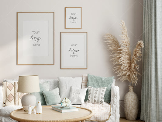 Frame Mockup, Gallery Wall Mockup, Living Room Frame Mockup, Interior Mockup, Poster Mockup