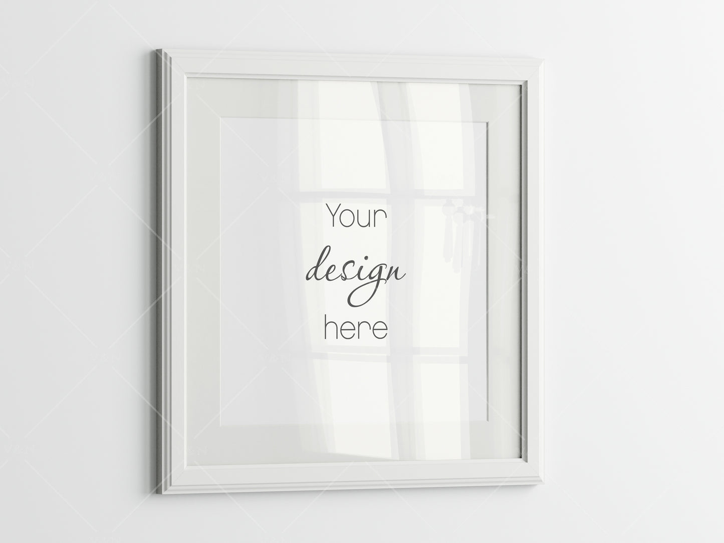 White Frame Mockup, Square Poster Mockup, Photo Frame Mockup, PSD JPG