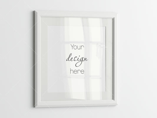 White Frame Mockup, Square Poster Mockup, Photo Frame Mockup, PSD JPG