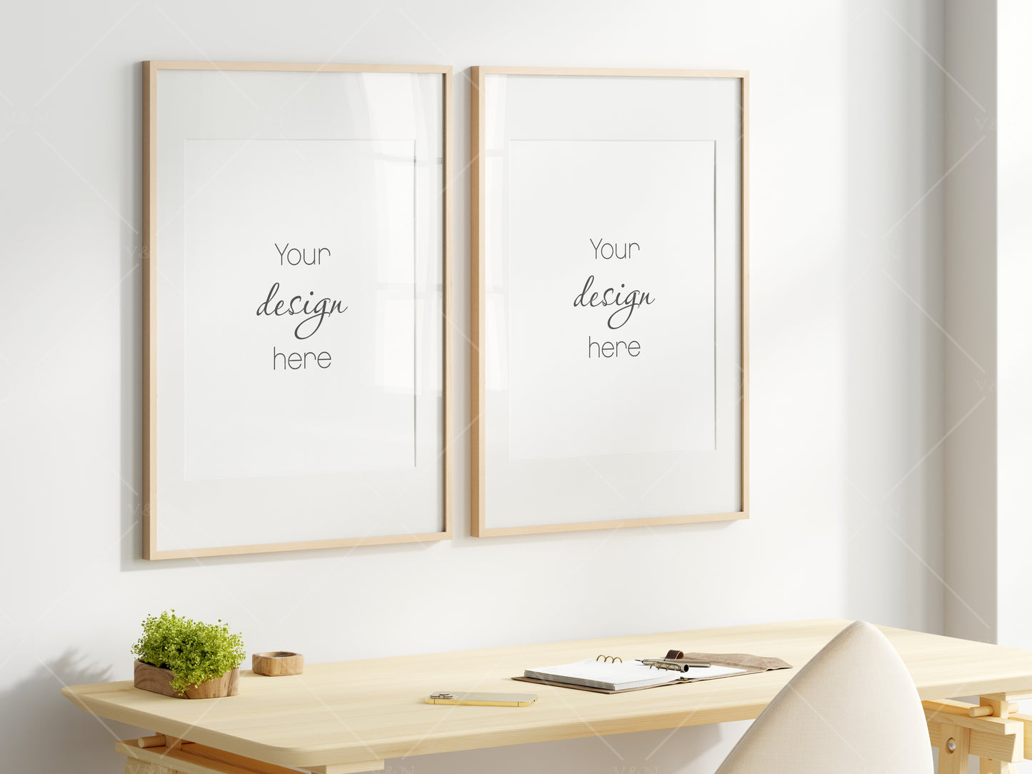 Frame Mockup in Home Workspace Interior, Office Frame Mockup, Poster Mockup, Gallery Wall Mockup