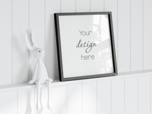 Kids Room Frame Mockup, Nursery Frame Mockup, Square Frame in Modern Kids Room Interior