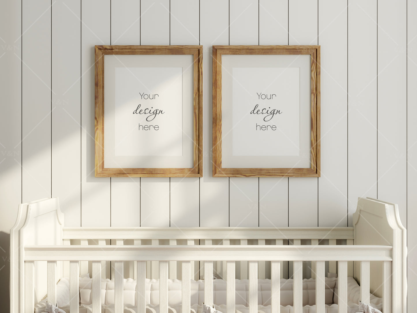 Set Of Two Vertical Frame Mockup, Nursery Interior, Minimalist Frame