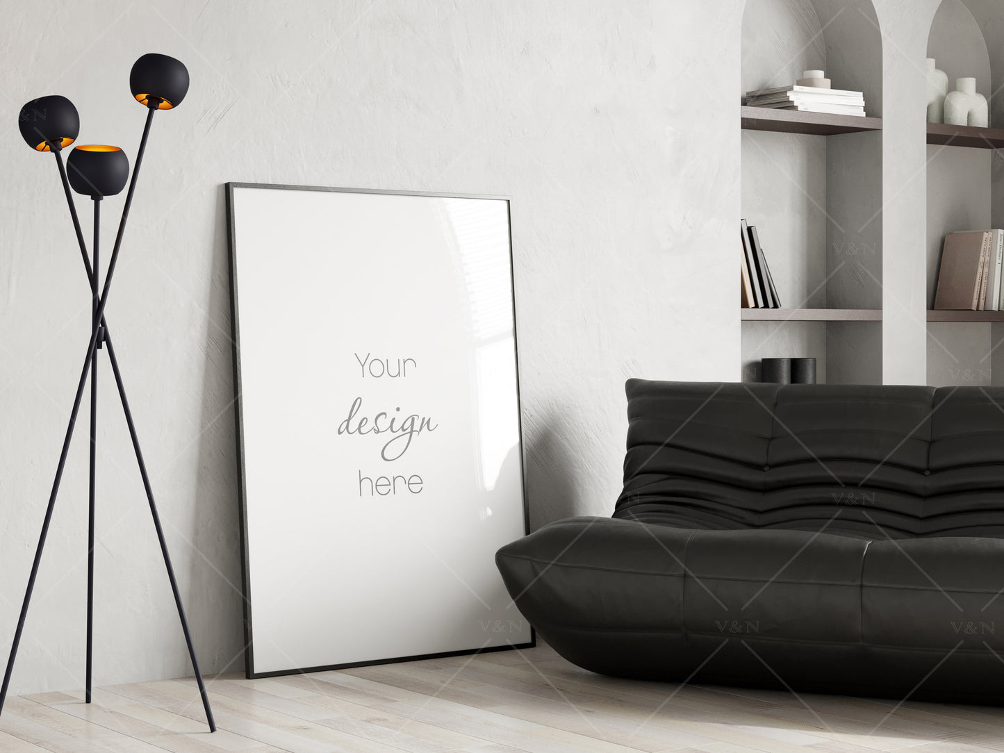 Poster Frame Mockup in Modern Interior Room, Poster Mockup, PSD JPG