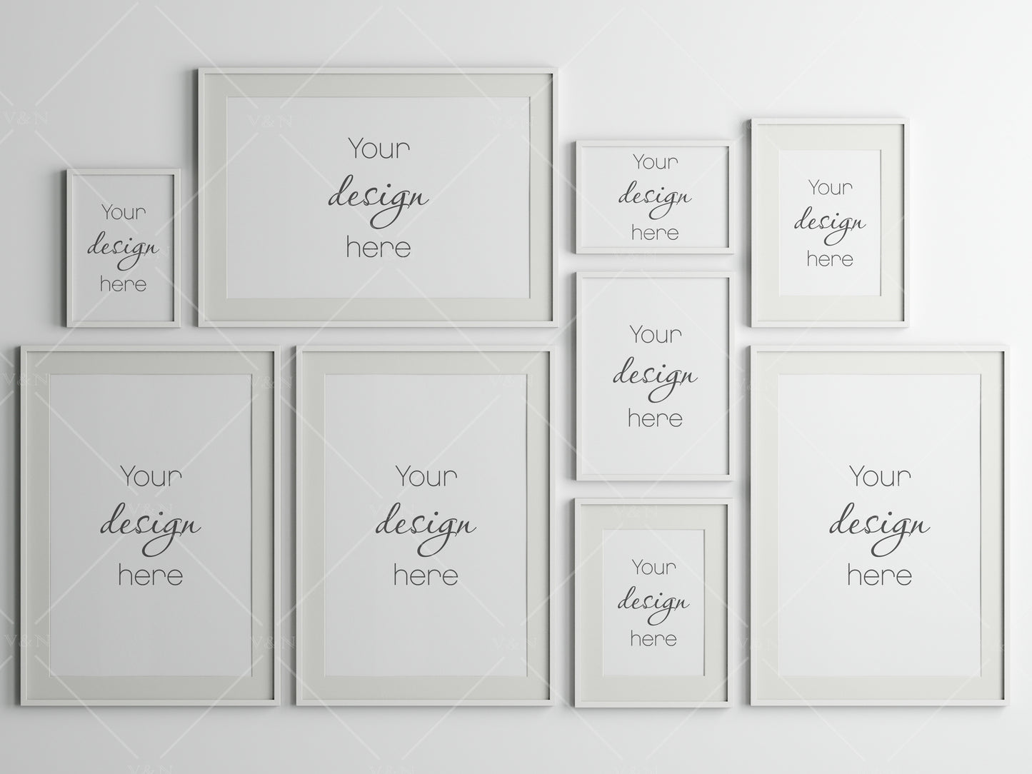 Gallery Wall Mockup, White Frame Mockup, Poster Frame Mockup, Photo Frame Mockup, PSD JPG