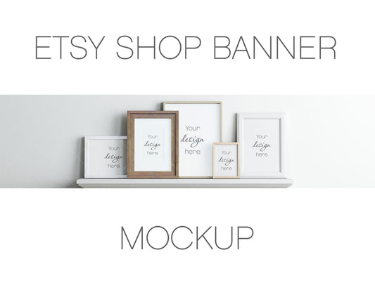 Etsy Shop Banner Mockup, Frame Mockup, PSD JPEG