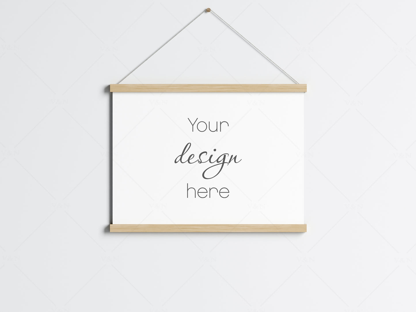 Magnetic Poster Bar Mockup PSD JPG PNG, Wooden Hanging Poster Frame, Poster Hanger Mockup, Minimalist Mockup