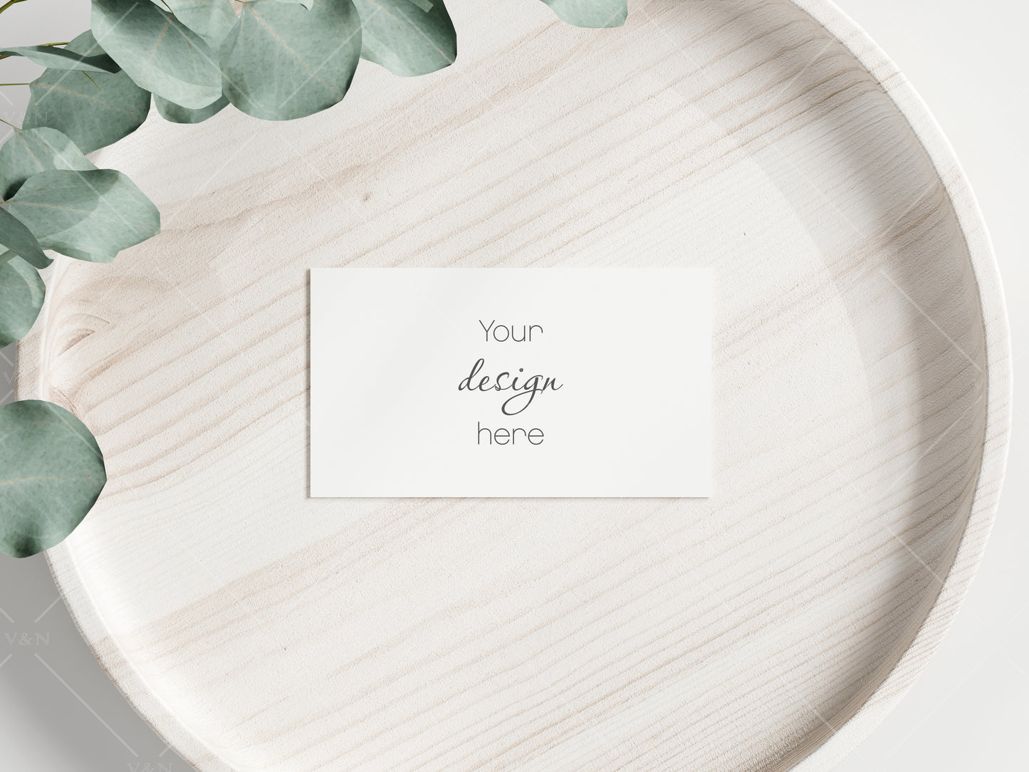 Place Card Mockup, Eucalyptus Branch Wedding Stationery Mockup, White Card Mockup, Minimal Card Mockup, Card on Plate