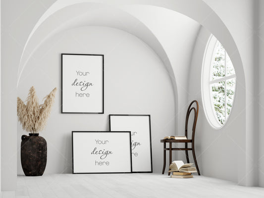 Frame Mockup A2 in Modern Interior Background, PSD JPG