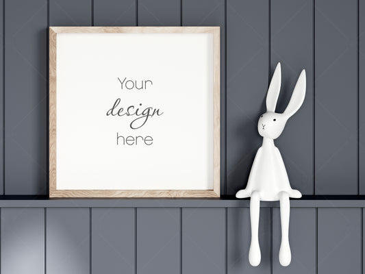 Kids Room Frame Mockup, Nursery Frame Mockup, Square Frame in Modern Kids Room Interior