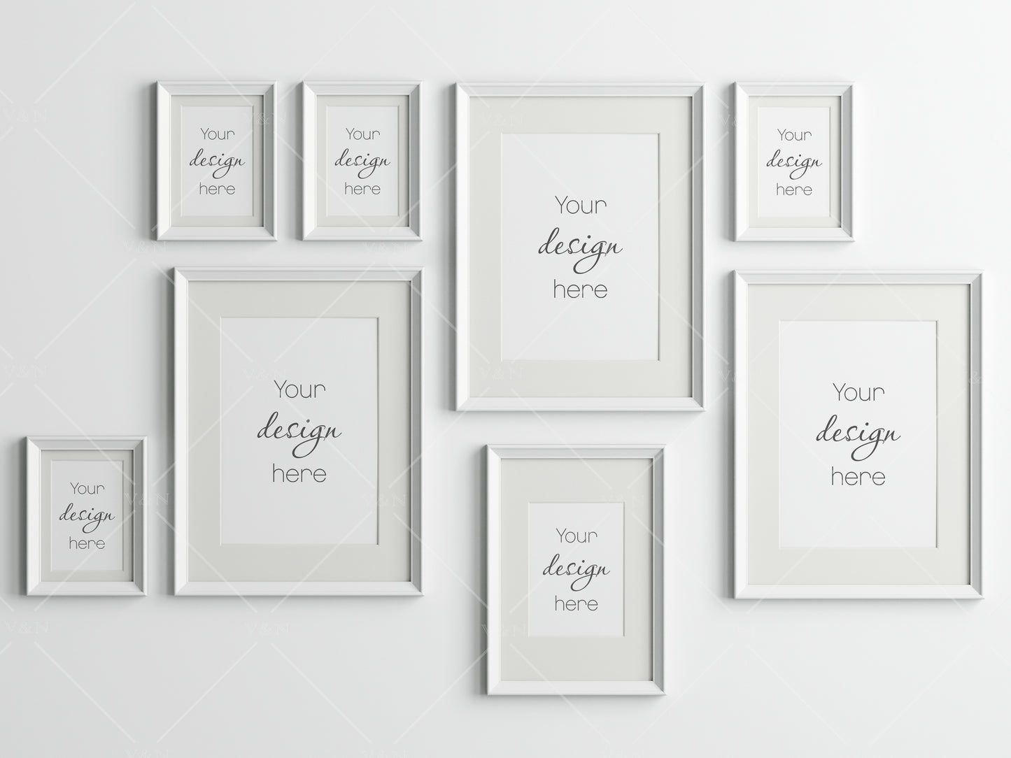 Gallery Wall Mockup, White Frame Mockup, Poster Frame Mockup, Photo Frame Mockup, PSD JPG