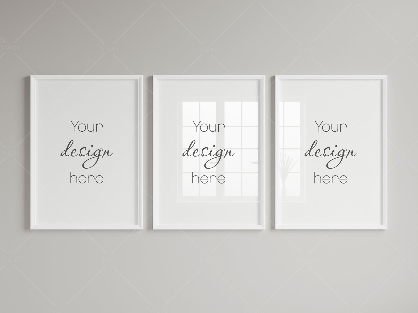 Frame Mockup, Three Vertical Frames Mockup, Poster Mockup, JPG PNG PSD