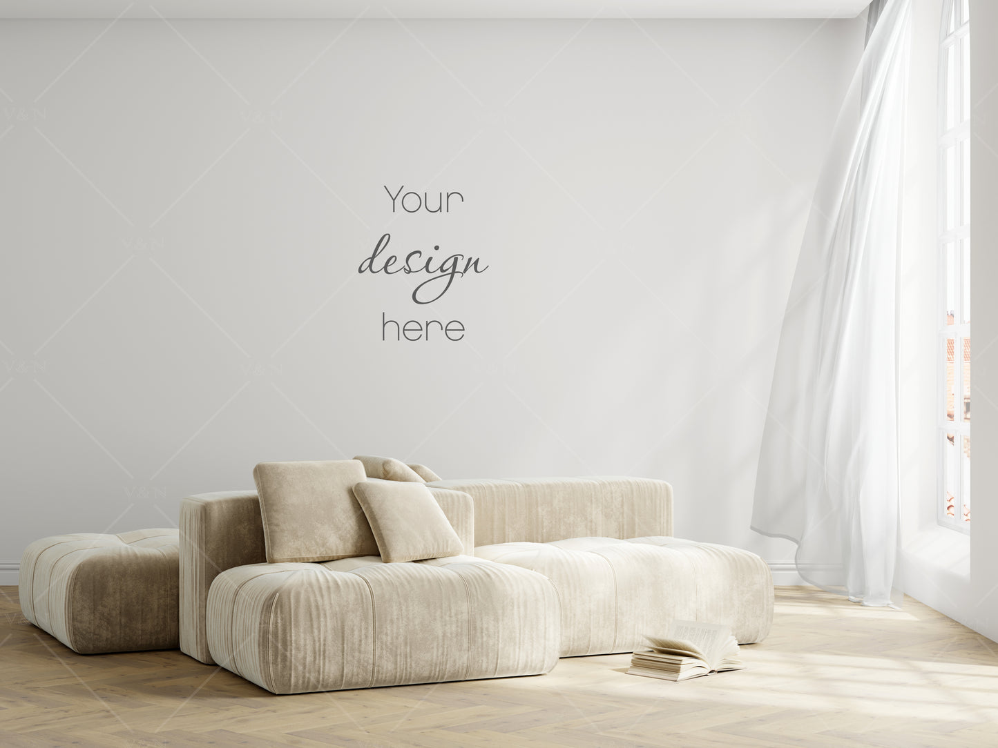 Modern Interior Background JPG, Empty Wall Mockup, Living Room Wall Background