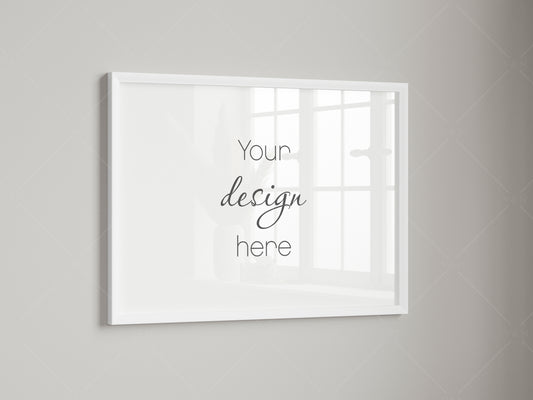 Close up Frame Mockup, Minimalist Horizontal Frame Mockup, Poster Mockup, JPG PSD