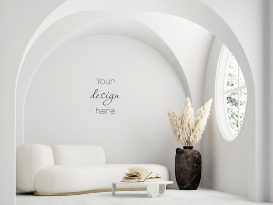 Minimalist Modern Interior Background JPG, Empty Wall Mockup