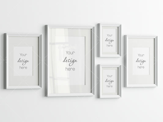 Gallery Wall Mockup, White Frame Mockup, Poster Frame Mockup, Photo Frame Mockup, PSD JPG