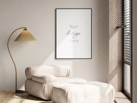 Frame Mockup in Modern Interior Room, Poster Mockup, PSD JPG