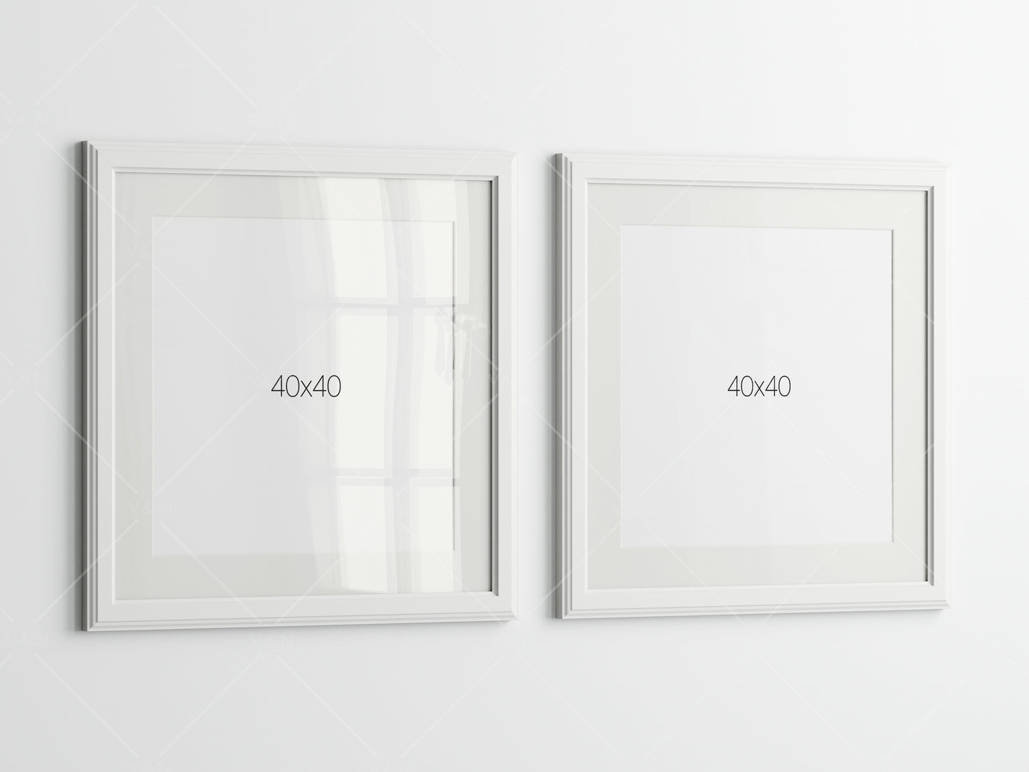 Two White Frames Mockup, Two Square Posters Mockup, Photo Frame Mockup, PSD JPG