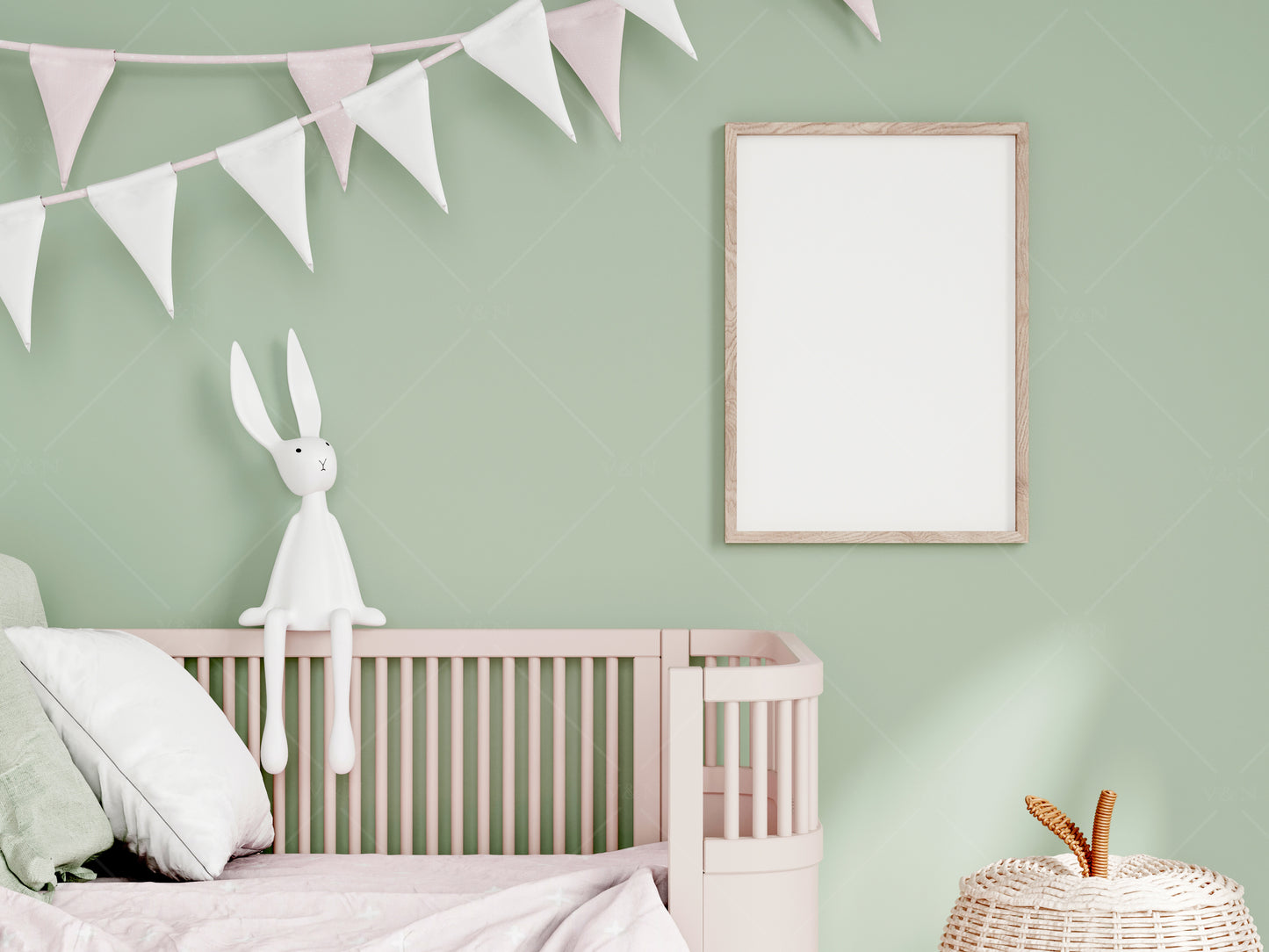 Kids Room Frame Mockup A4 A3, Nursery Frame Mockup, Vertical Frame in Modern Kids Room Interior