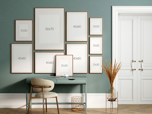 Frame Mockup Office, Frame Mockup in Home Workspace Interior, Poster Mockup, Gallery Wall Mockup