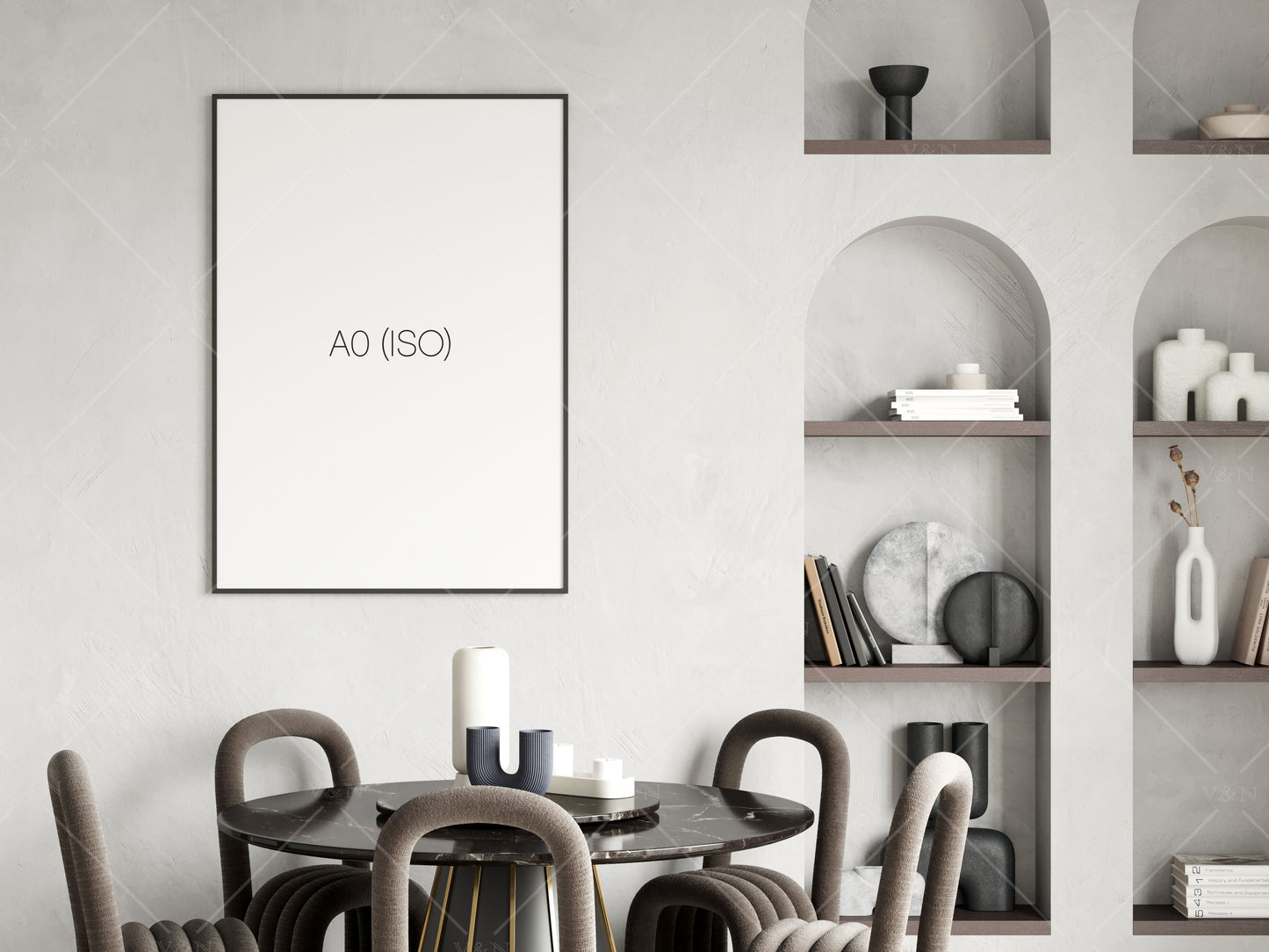 Dining Room Poster Mockup, Frame Mockup in Dining Room, Interior Mockup, Poster Mockup