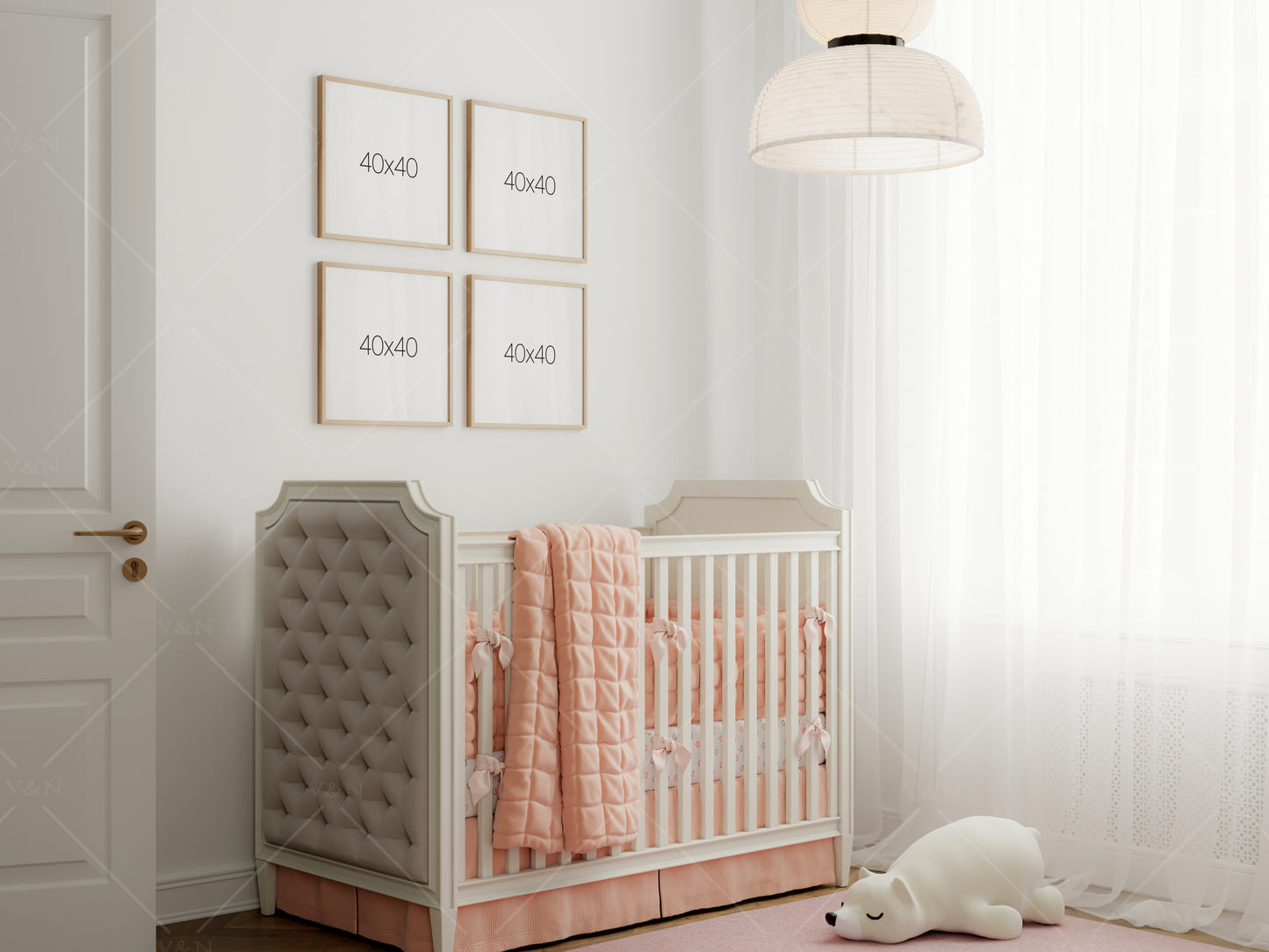 Frame Mockup in Nursery Interior, Gallery Wall Mockup in Modern Nursery Interior