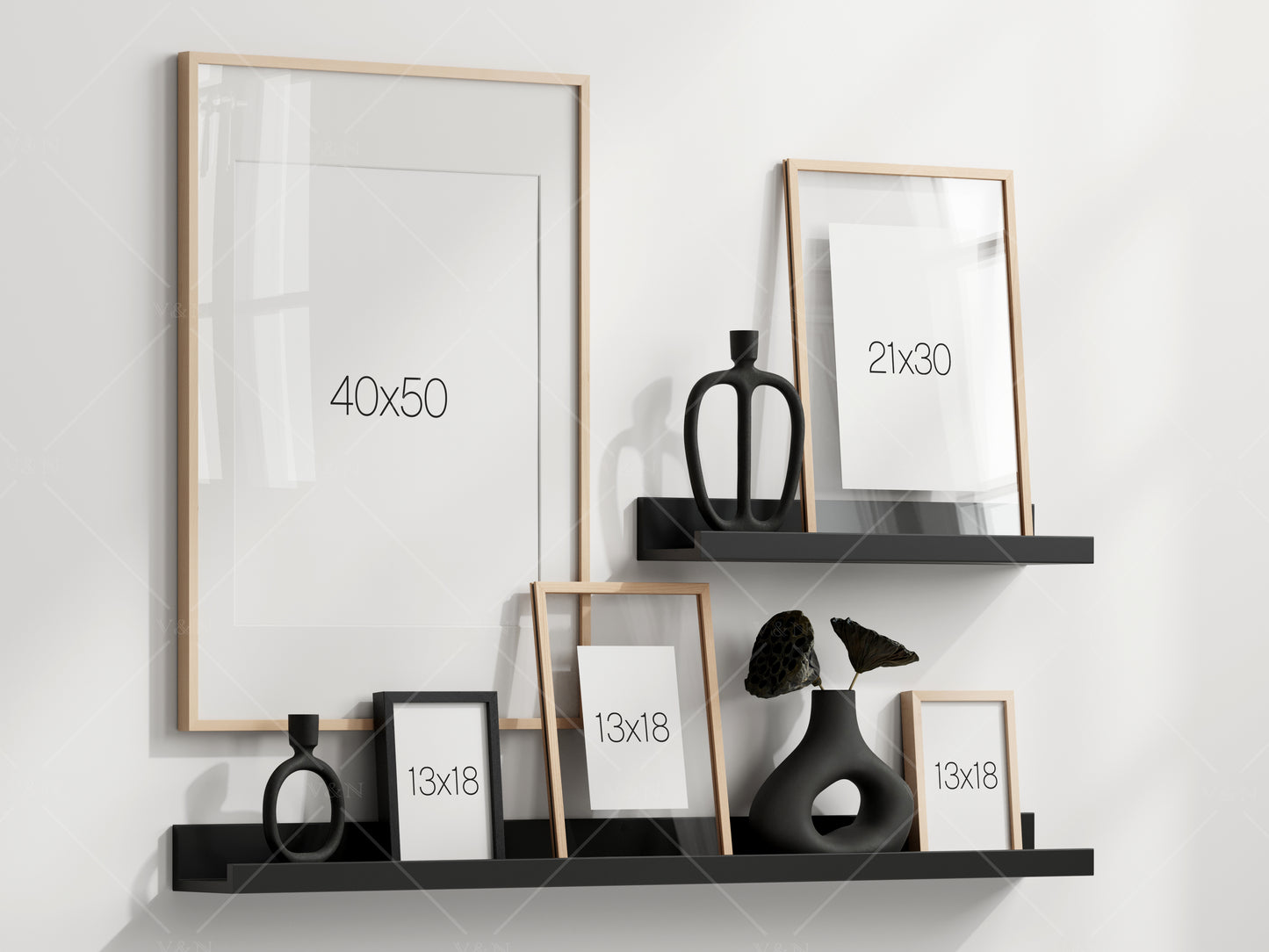 Gallery Frame Mockup, Poster Frame Mockup, Photo Frame Mockup, PSD JPG