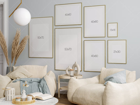 Living Room Frame Mockup, Gallery Wall Mockup, Interior Mockup, Poster Mockup