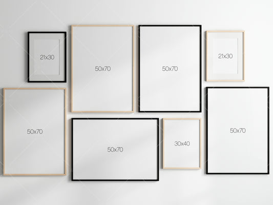 Gallery Wall Mockup, Gold Frame Mockup, Poster Frame Mockup, Photo Frame Mockup, PSD JPG