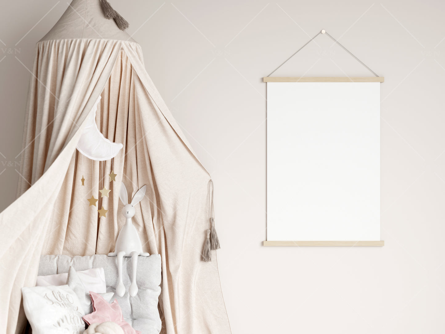 Kids Room Poster Mockup A4 A3, JPG PSD PNG