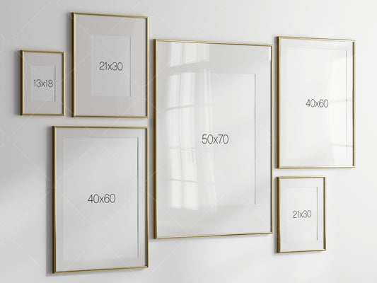 Gallery Wall Mockup, Gold Frame Mockup, Poster Frame Mockup, Photo Frame Mockup, PSD JPG