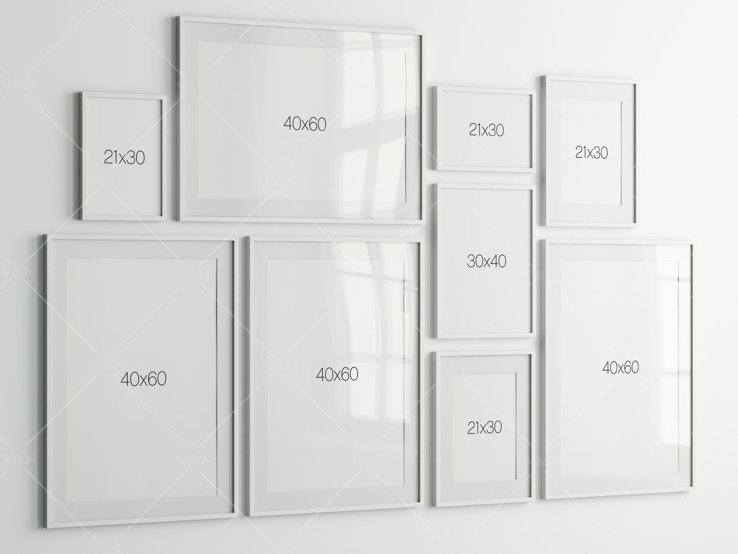 Gallery Wall Mockup, White Frame Mockup, Poster Frame Mockup, Photo Frame Mockup, PSD JPG