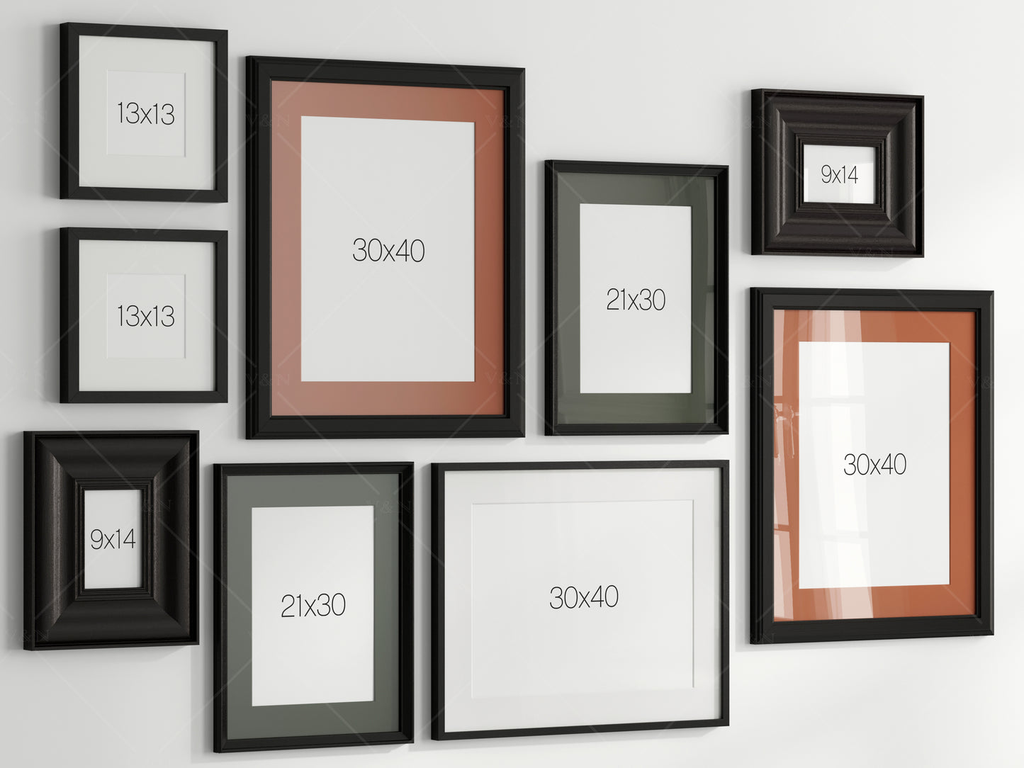 Gallery Wall Mockup, Frame Mockup, Poster Frame Mockup, Photo Frame Mockup, PSD JPG