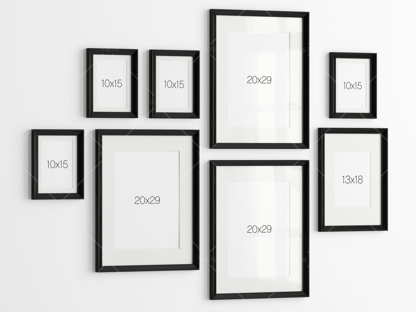 Black Frame Mockup, Gallery Wall Mockup, Poster Frame Mockup, Photo Frame Mockup, PSD JPG