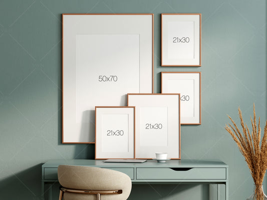 Frame Mockup Office, Frame Mockup in Home Workspace Interior, Poster Mockup, Gallery Wall Mockup