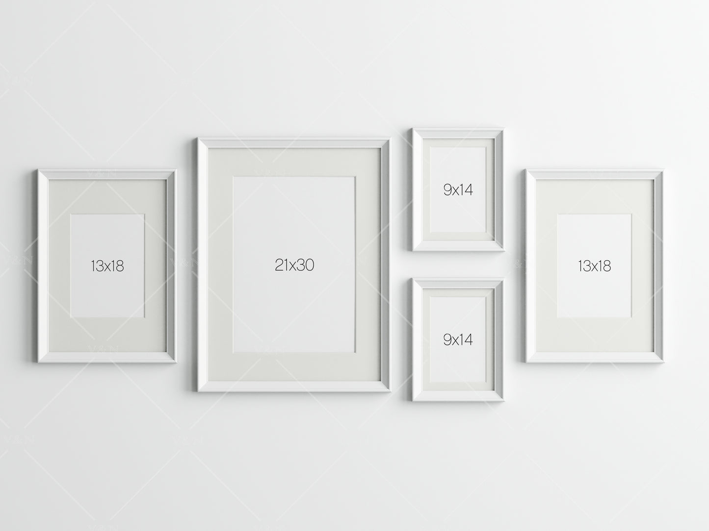 Gallery Wall Mockup, White Frame Mockup, Poster Frame Mockup, Photo Frame Mockup, PSD JPG