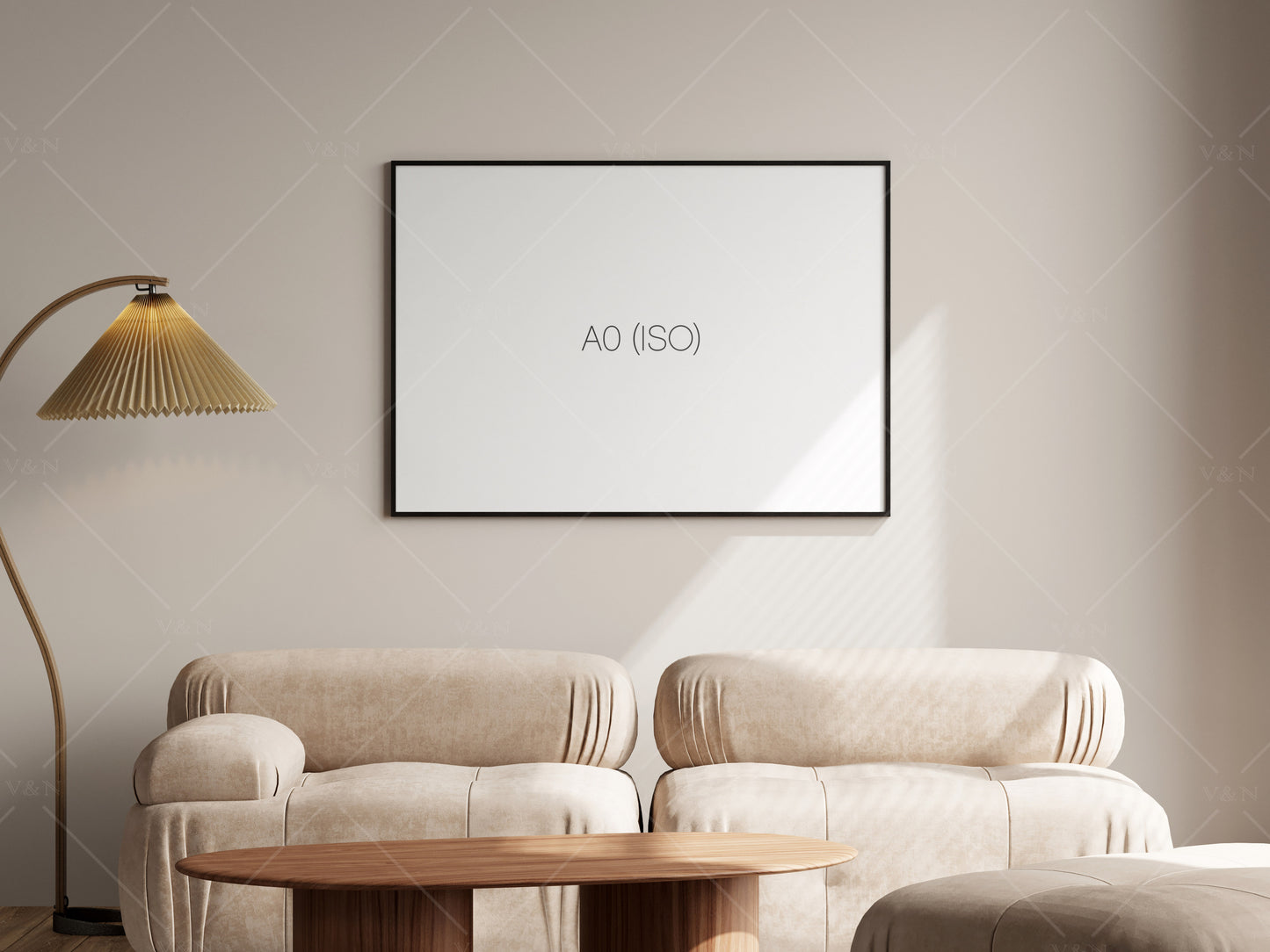 Landscape Poster Mockup, Frame Mockup in Modern Interior Room, PSD JPG