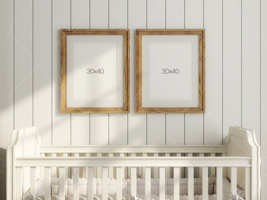 Frame Mockup in Nursery Interior, Two Vertical Frames Mockup