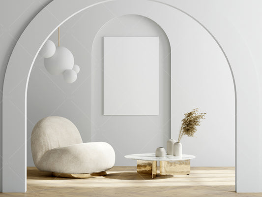 Frame Mockup A1 in Modern Interior Background, PSD JPG PNG