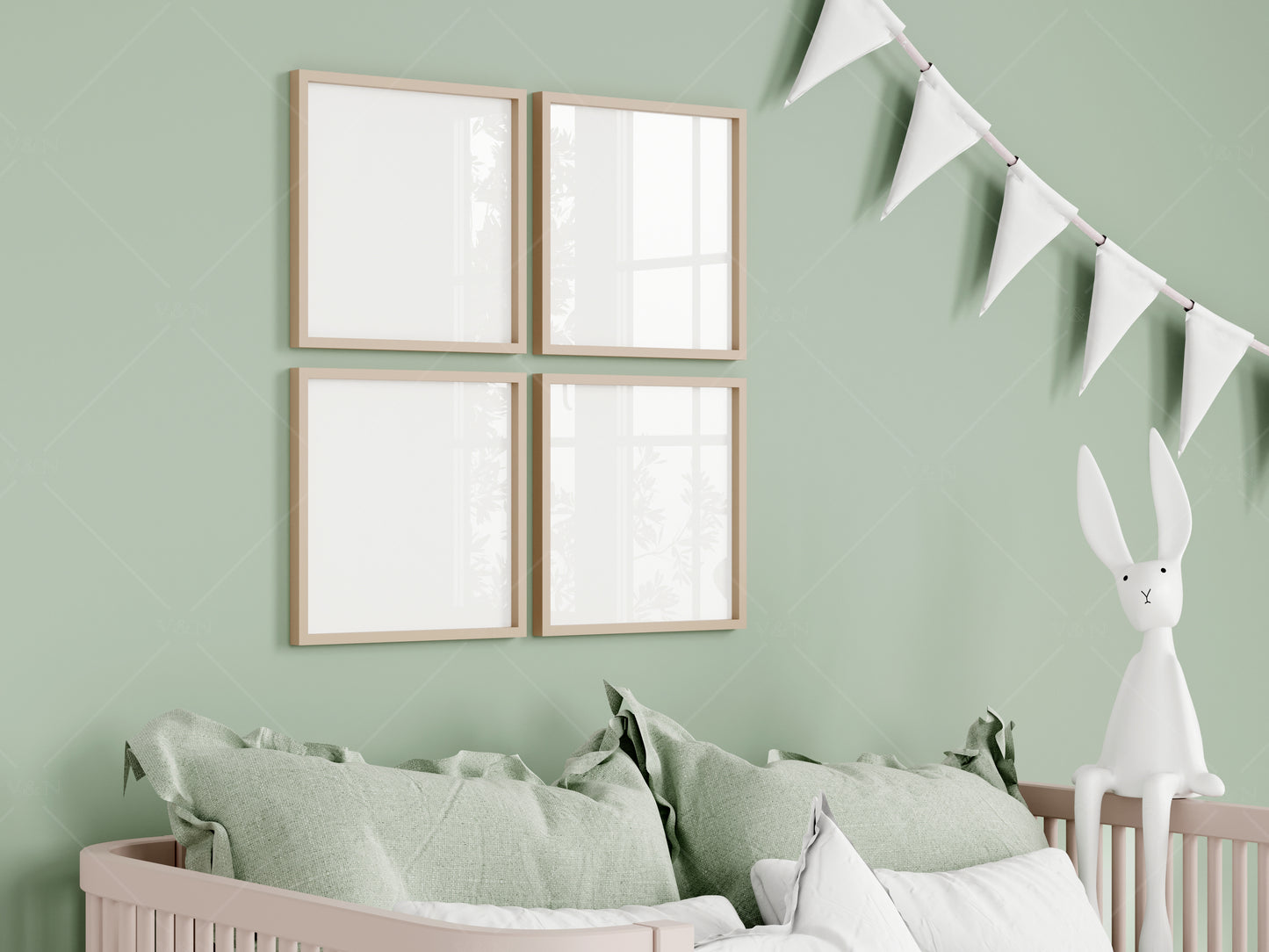 Square Frame Mockup in Cozy Kids Room Interior