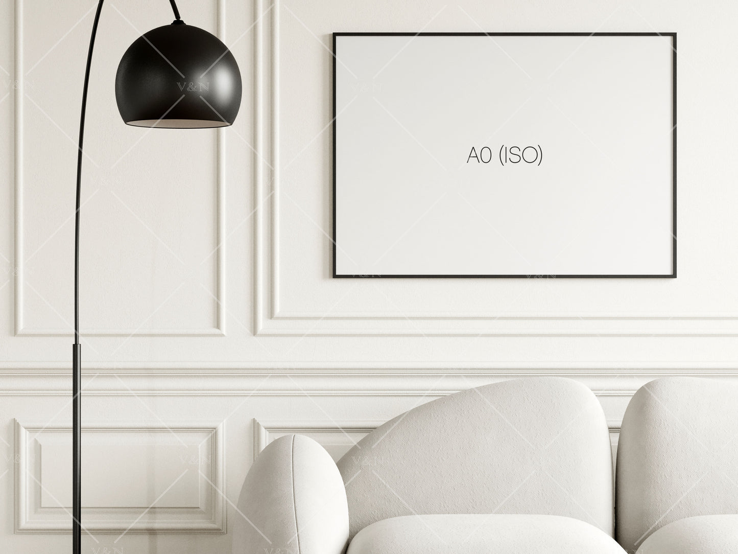 Landscape Poster Mockup, Frame Mockup in Modern Interior Room, PSD JPG