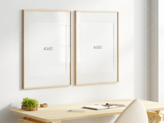 Frame Mockup in Home Workspace Interior, Office Frame Mockup, Poster Mockup, Gallery Wall Mockup