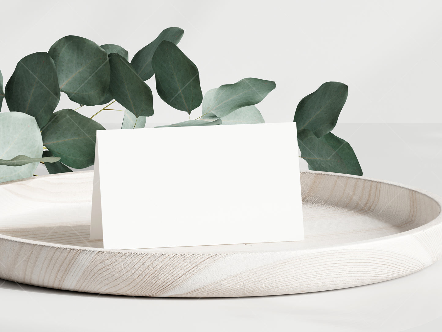 Place Card Mockup, Eucalyptus Branch Wedding Stationery Mockup, White Card Mockup, Minimal Card Mockup, Card on Plate