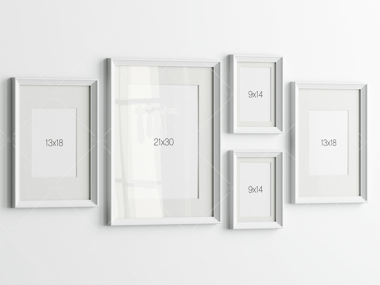 Gallery Wall Mockup, White Frame Mockup, Poster Frame Mockup, Photo Frame Mockup, PSD JPG